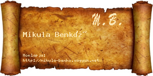 Mikula Benkő névjegykártya